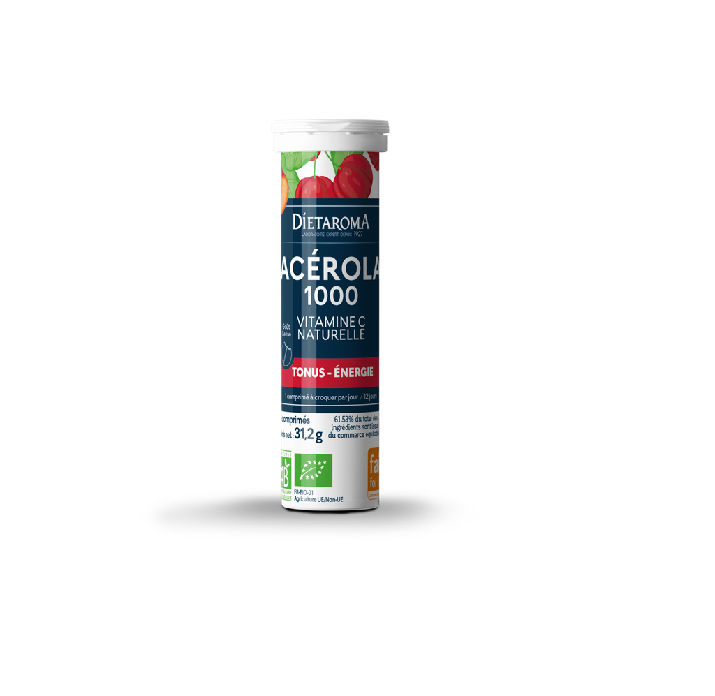 DIET ACEROLA 1000 GOÛT Cerise  mono tube 12 comp. - Tonus & Énergie 