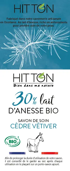 Savon 30% Lait d'ânesse  - Cèdre Vétiver