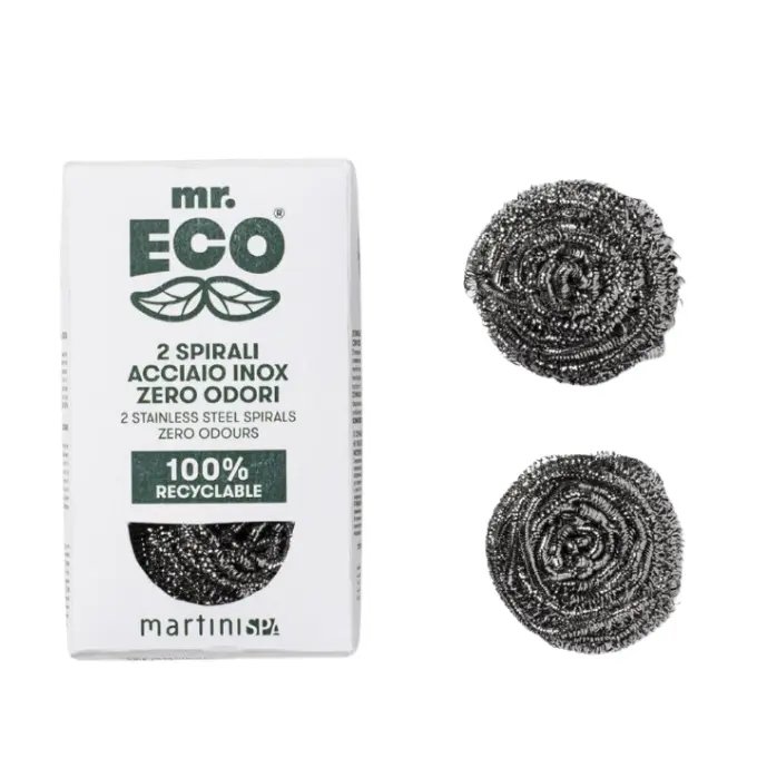 Mr ECO EPONGES A RECURER en INOX sans odeur 100% recyclable - Lot de 2