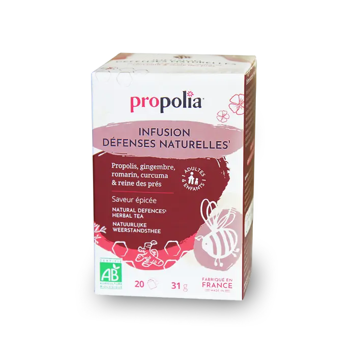 PROP INFUSION DÉFENSES NATURELLES Propolis, Gingembre,Romarin, Curcuma & Reine des Prés