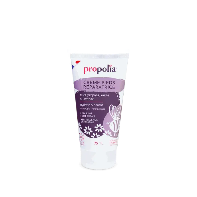 PROP CREME PIEDS RÉPARATRICE Miel, Propolis, Karité & Lavande 