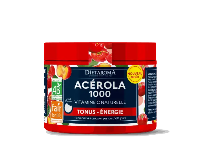 DIET ACEROLA 1000 GOÛT Cerise FORMAT ECO 60 compr. - Tonus & Énergie 