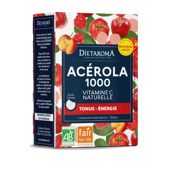 DIET ACEROLA 1000 GOÛT Cassis - Tonus & Énergie 24 compr.