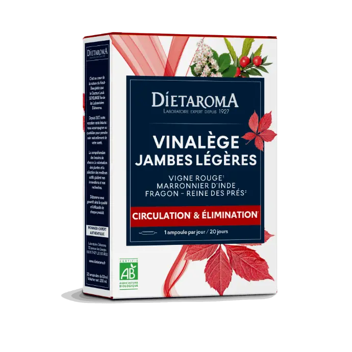 DIET VINALEGE Jambes Légères - Circulation et Elimination Ampoules 