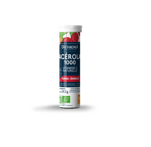 [ART1566] DIET ACEROLA 1000 GOÛT Cerise  mono tube 12 comp. - Tonus & Énergie 