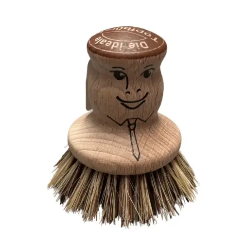 [ART1730] Brosse à CASSEROLE avec figurine Hêtre