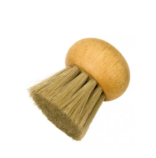 [ART1764] Brosse à CHAMPIGNONS RONDE Hêtre et crin  clair