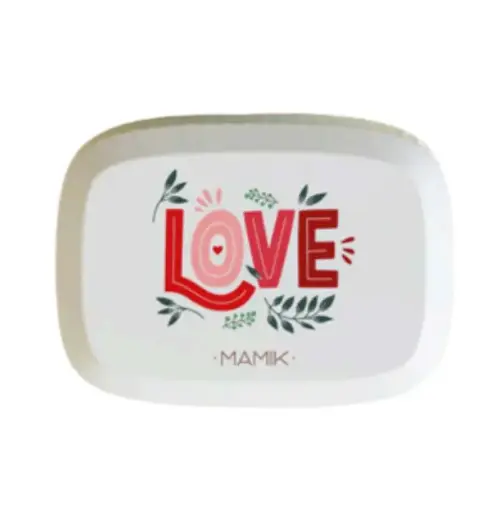 [ART2108] BOITE A SAVON LOVE Gris Bleuté