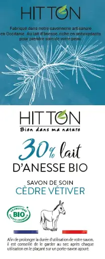 [ART2158] Savon 30% Lait d'ânesse  - Cèdre Vétiver