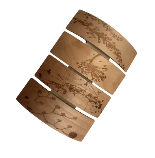 [ART2282] PINCE à CHEVEUX BOIS FLORAL 10cm Erable Set 1