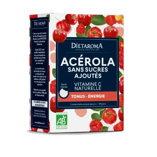 [ART2392] DIET ACEROLA 1000 SANS SUCRES AJOUTÉS GOÛT Cerise 24 compr.