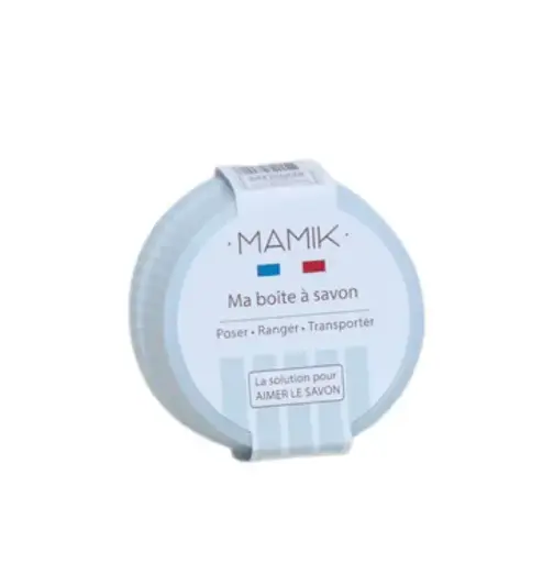 [ART2412] BOITE A SAVON Minimaliste RONDE Gris Bleuté