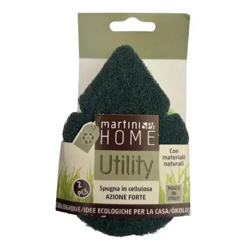 [ART2260] Mr ECO EPONGE de NETTOYAGE VERTE Double action en Cellulose et fibres abrasives - Lot de 2