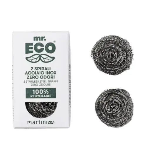 [ART2347] Mr ECO EPONGES A RECURER en INOX sans odeur 100% recyclable - Lot de 2
