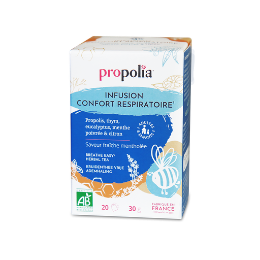 [ART2428] PROP KRUIDENTHEE VOOR VRIJE ADEMHALING propolis, tijm, eucalyptus, pepermunt & citroen
