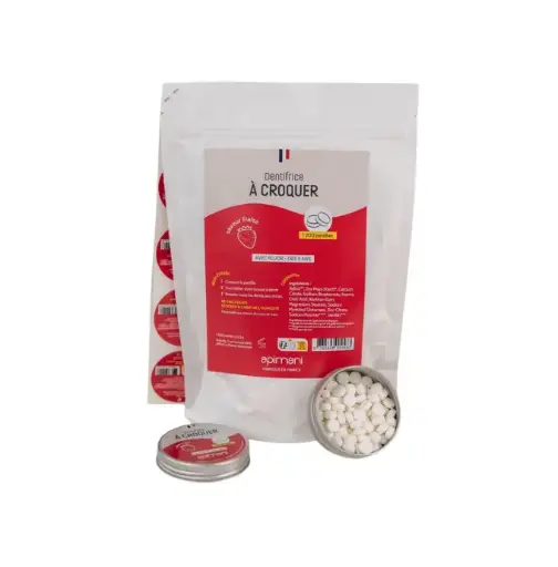 [ART2462] API RECHARGE DENTIFRICE à CROQUER pour ENFANTS - Goût Fraise 120 pastilles