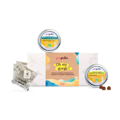 [ART2666] COFFRET OH MY GORGE! 2 boîtes gommes BIO+ 10 sachets tisane Confort Respiratoire
