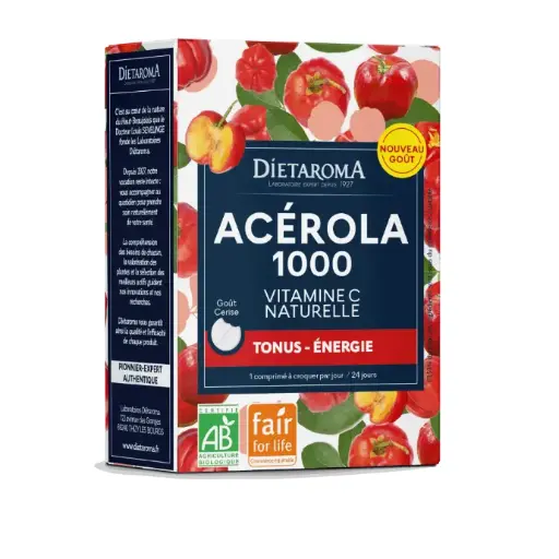 [ART0559] DIET ACÉROLA 1000 GOÛT Cassis - Tonus & Énergie 24 compr.