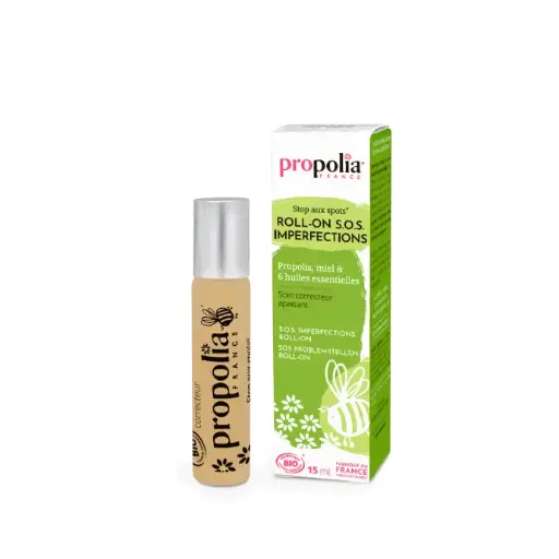 [ART0844] PROP ROLL-ON SOS SCHOONHEIDSFOUTJES - propolis, honing, 6 essentiële oliën